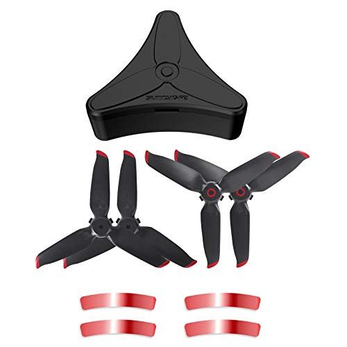 YueLi FPV Drone Accessories Propeller Storage Box? 4-Blade Propellers 2 Pairs with Arm Stickers of The Same Color and for DJI FPV Drone -Red Edge-