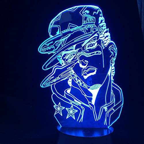 3D Night Light for Boys,Manga JoJo Figure Led Night Light Jotaro Kujo 3D Lamp Anime JoJo Bizarre Adventure for Bedroom Decor Light Birthday Gift