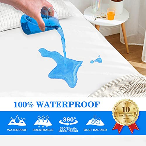 Mattress Protector Queen Waterproof Mattress Cover Queen Size Bed Washable White Noiseless Premium Soft Cotton Terry Vinyl-Free for Pets Kids Adults Mattress Protector Queen Waterproof Mattress Cover Queen Size Bed Washable White Noiseless Premium Soft Cotton Terry Vinyl-Free for Pets Kids Adults
