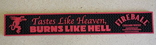 Fireball Cinnamon Whiskey Bar Rail Spill Mat Tastes Like Heaven Burns Like Hell NEW
