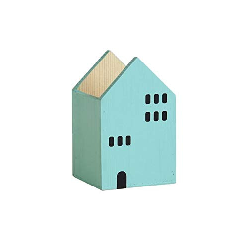 Baby Fan House Shape Desk Pen Holder Organizer Pencil Case Stand for Pens Office Accessories Also for Pencil Holder Pen Holder -Color - Green S-