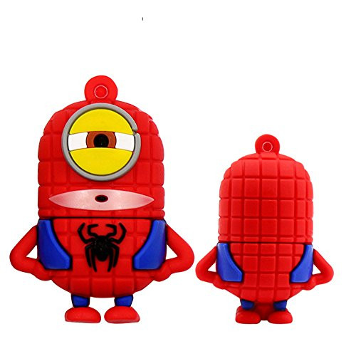 2.0 Yellow Cartoon Man Spiderman 64GB USB External Hard Drive Flash Thumb Drive Storage Device Cute Novelty Memory Stick U Disk Cartoon Super Hero