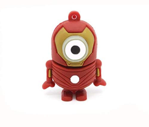 2.0 Yellow Cartoon Man Iron Man Super Hero 64GB USB External Hard Drive Flash Thumb Drive Storage Device Cute Novelty Memory Stick U Disk Cartoon