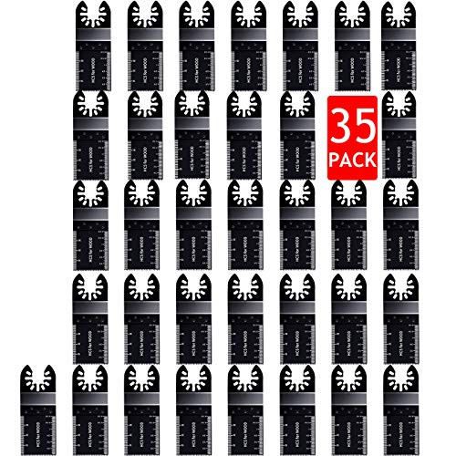 Hanida 35pcs Wood Oscillating Multitool Quick Release Saw Blades Compatible with Fein Multimaster Porter Cable Black  and  Bosch Decker Dremel Craftsman Ridgid Ryobi Makita Milwaukee Dewalt Rockwell