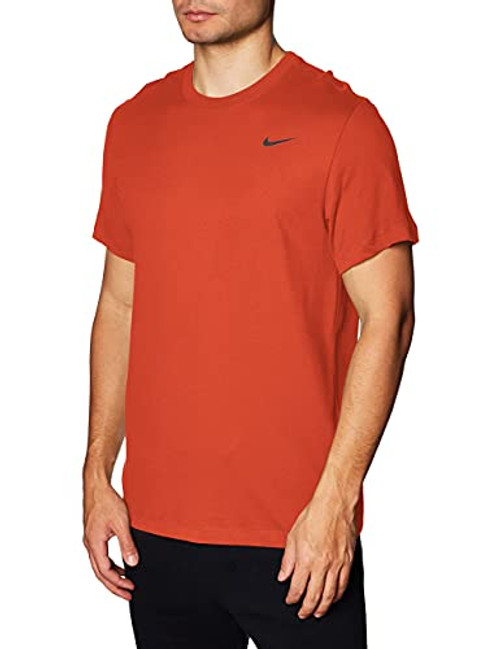 Nike Men's Dry Tee, Dri-FIT Solid Cotton Crew Shirt for Men, Team Orange/Black, 2XL