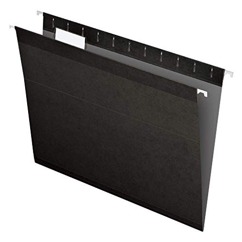 Pendaflex Reinforced Hanging File Folders, Letter Size, Black, 1/5 Cut, 25/BX