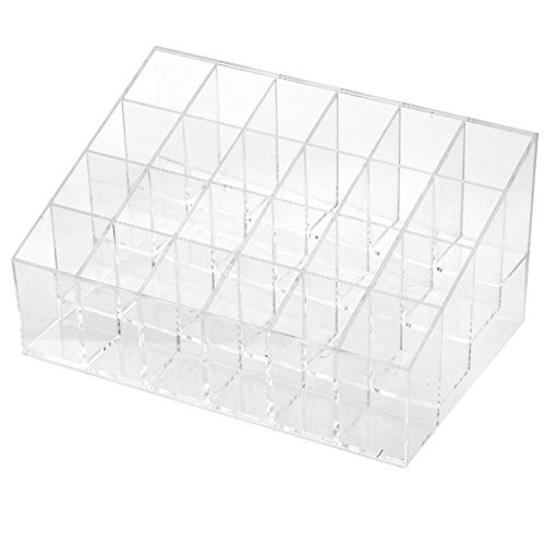 FABSELLER Lipstick Organizer Cosmetic Makeup Organizer Storage Acrylic 24 Lipstick Display Holder Stand Makeup Case