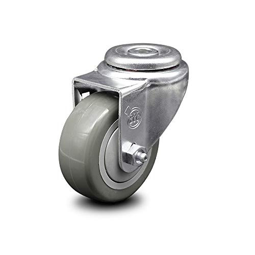 Polyurethane Swivel Bolt Hole Caster w/3" x 1.25" Gray Wheel - 250 lbs Capacity/Caster - Service Caster Brand