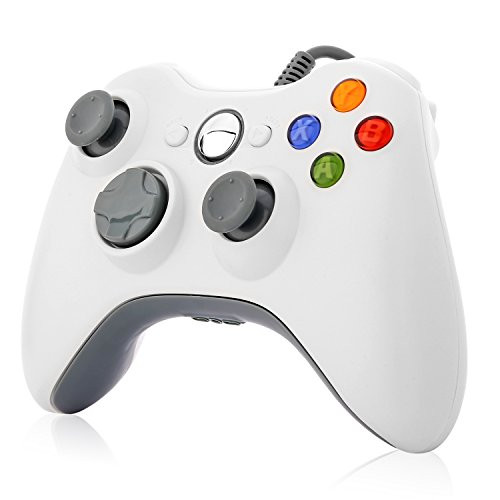 Game Controller,Rottay USB Game Controller Wired Gaming Gamepad with Shoulders Buttons Joypad for Microsoft Xbox 360  and  Windows PC -White-