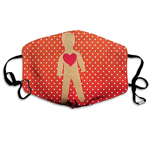 Funny Activated Carbon mask,Paper Man Figure with a Heart on Polka Dotted Background,Facial decorations for adults man woman