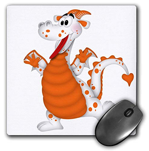 3dRose Anne Marie Baugh - Cute Illustrations - Cute Orange and White Dancing Dragon Illustration - Mousepad -mp-324550-1- 3dRose Anne Marie Baugh - Cute Illustrations - Cute Orange and White Dancing Dragon Illustration - Mousepad -mp-324550-1-
