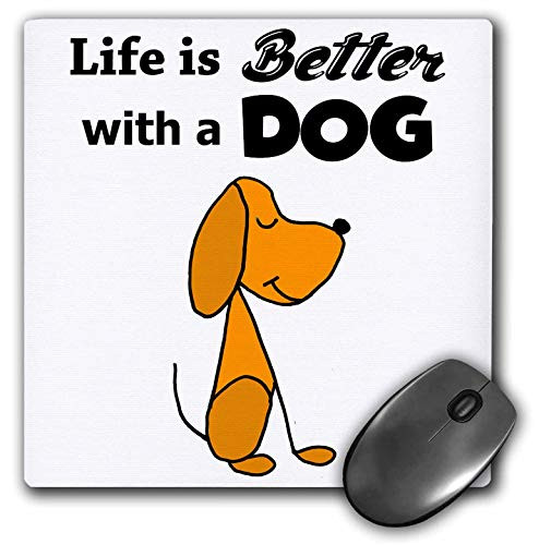 3dRose All Smiles Art - Pets - Cute Funny Life is Better with a Dog Stick Figure Dog Lover - Mousepad -mp-320681-1-