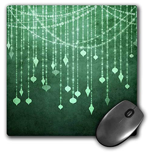 3dRose Pretty Image of String Light Ornaments On A Green Background - Mouse Pads -mp-340263-1-