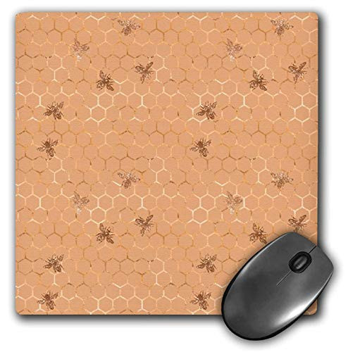 3dRose Chic Orange Honeycomb Image of Glitter Bee Pattern - Mouse Pads -mp-341283-1-