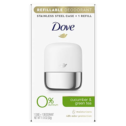 Dove Refillable Deodorant Starter Kit 0 percent Aluminum Cucumber and Green Tea Aluminum Free Deodorant 1.13 oz Dove Refillable Deodorant Starter Kit 0 percent Aluminum Cucumber and Green Tea Aluminum Free Deodorant 1.13 oz