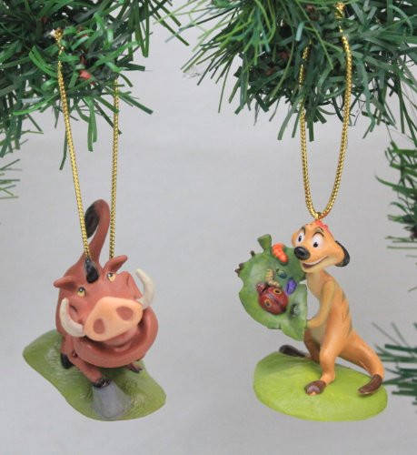 Disney's The Lion King 'Timon  and  Pumba' Holiday Ornament Set- -2- PVC Figure Ornaments Included - Limited Availability