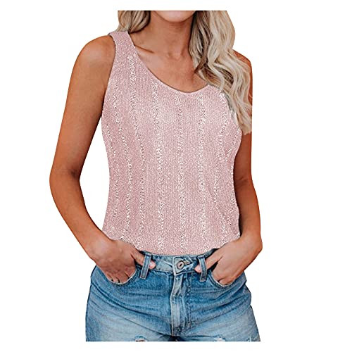 Iusun Women Short Sleeve Tee Tops T-Shirt Blouse Sexy Sleeveless Solid Color Camisole Striped Knitted Tunic Tank Vest