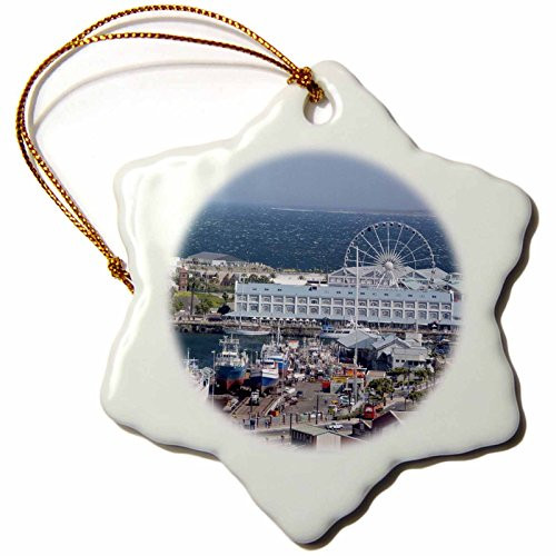 3dRose South Africa, Cape Town, Port, Ferris wheel-AF42 CMI0132-Cindy Miller Hopkins Snowflake Ornament, 3"