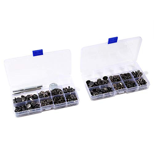 Buttons Fasteners Kit 100Pcs Metal Studs Snap Fasteners 15mm Press Stud Set Jacket Repair with Install Tool Kit