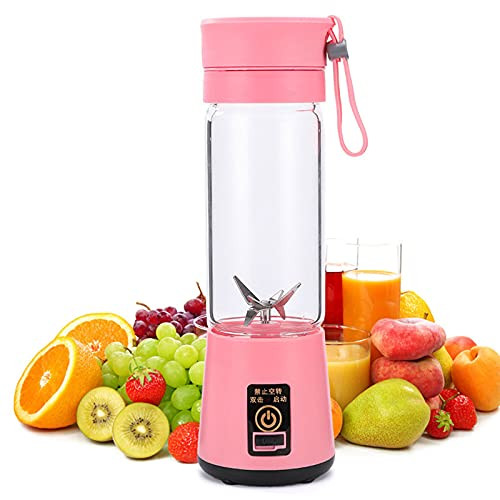 Portable Blender,Personal Mixer Fruit Rechargeable with USB,Mini Blender for Shakes and Smoothies,Fruit Juice, Milk Shakes for Sports Travel and Outdoors -Pink- Portable Blender,Personal Mixer Fruit Rechargeable with USB,Mini Blender for Shakes and Smoothies,Fruit Juice, Milk Shakes for Sports Travel and Outdoors -Pink-