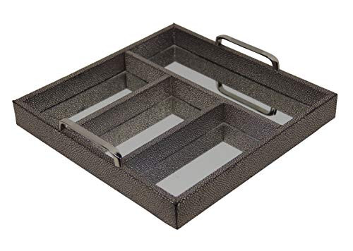 Cheung's FP-4435A Chagrin Compartment Tray With Chrome Handle| Gold