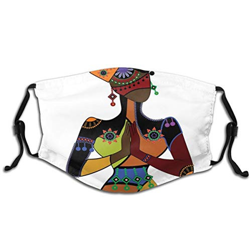 Activated carbon filter Windproof mask for Unisex,Woman Figure In Ethnic Style Costume Praying Culture Ancient Enlightenment Grace
