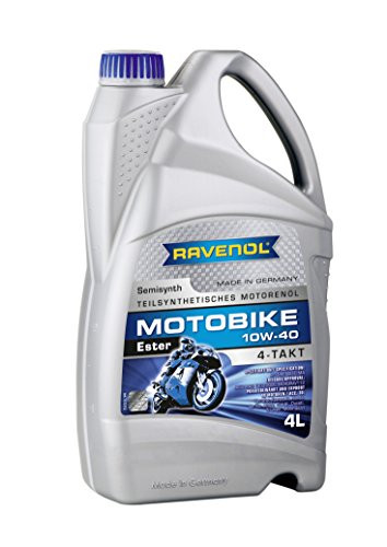 Ravenol J1V1004 SAE 10W-40 4-Stroke Motorcycle Oil - 4-T Semi-Synthetic Ester JASO MA2 Approved (4 Liter)