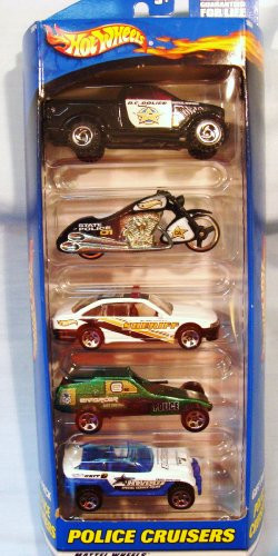 Hot Wheels Police Cruisers 5 Car Gift Pack - Contains 5 1-64 Scale Collectible Die Cast Cars