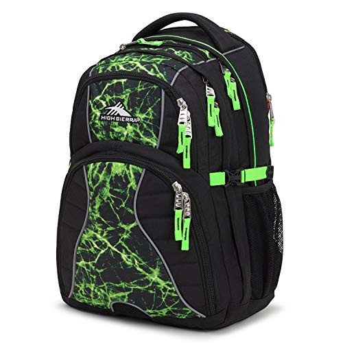 High Sierra Swerve Laptop Backpack, Black/Lime Fire/Lime