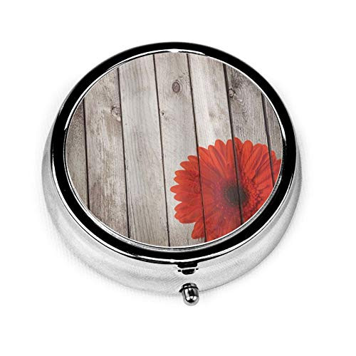 Flower Red Dahlia Pill Box-3 Compartment Medicine Pill Case,Portable Medicine Tablet Vitamin Holder Organizer for Purse Pocket Travel Gifts