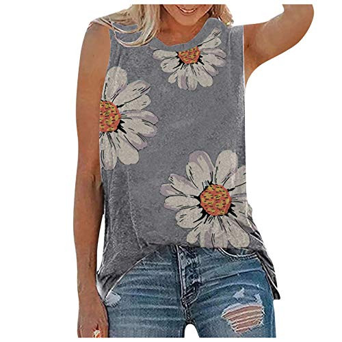 Casual Floral Tank Tops, Women's Basic V Neck Cami Tank Tops Basic Summer Sleeveless Loose Casual Shirts Blouse