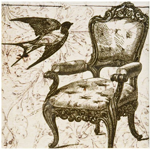 3dRose cst_110259_4 Vintage Chair and Bird Steampunk Art-Ceramic Tile Coasters, Set of 8
