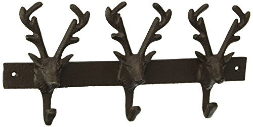 Abbott Collection 27-Iron AGE/328 Triple Deer Head Wall Hook Brown
