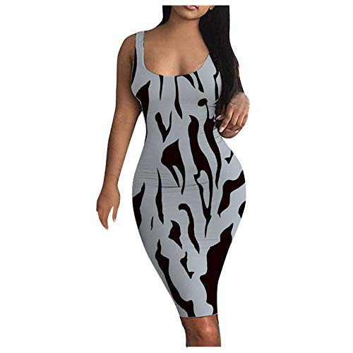 HDgTSA Women Sleeveless Bodycon Dress Midi Dress Tight Clubwear Backless Party Pencil Tank Dress