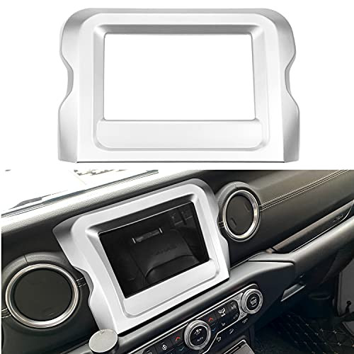 YANWEN 7" Dashboard DVD Panel Frame Decoration Trim Cover for 2018-2021 Jeep Wrangler JL JLU White