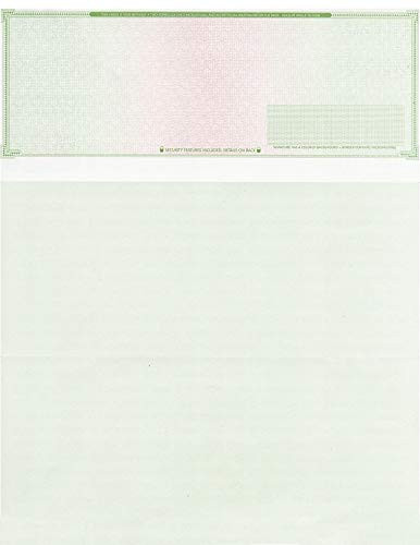 250 Blank Check Stock - Check on Top Mazed - Paper Weight  70"High Security" Check Paper Green/Red Mazed