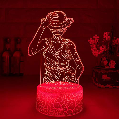 3D Night Light Anime ONE Piece Monkey D Luffy Figure Kids Night Light Led Color Changing Atmosphere for Child Bedroom Bedside Decor Desk Lamp ASQWZX