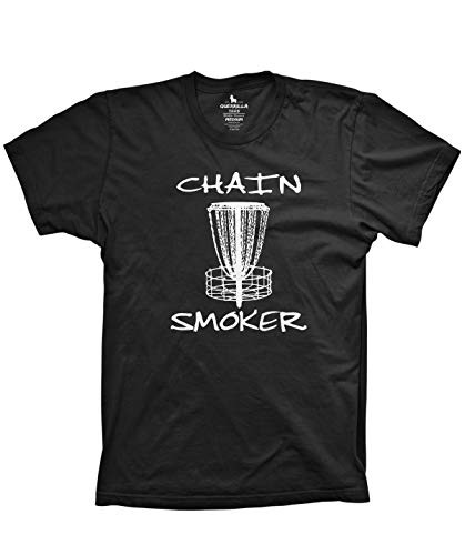 Guerrilla Tees Disc Golf Funny Chain Smoker Shirt Frisbee Summer Tshirts, Black, Large
