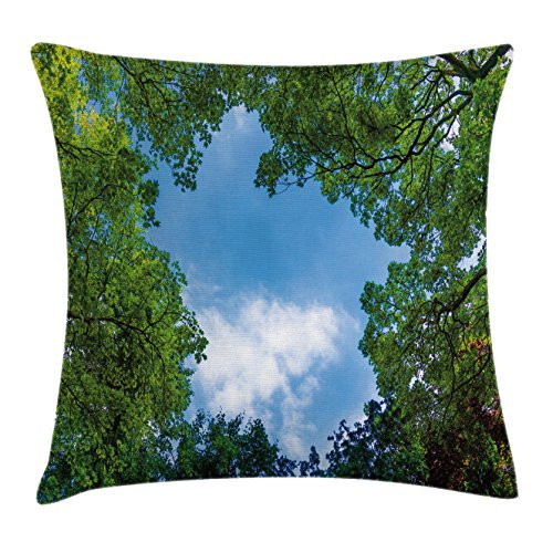 Ambesonne Green Throw Pillow Cushion Cover, Natural Tree Branches on Cloudy Sky Leaves Digital Art Print, Decorative Square Accent Pillow Case, 20" X 20", Forest Green Sky Blue Ambesonne Green Throw Pillow Cushion Cover, Natural Tree Branches on Cloudy Sky Leaves Digital Art Print, Decorative Square Accent Pillow Case, 20" X 20", Forest Green Sky Blue