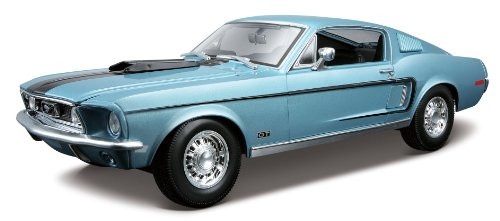 Maisto 1968 Ford Mustang GT Cobra Jet Hard Top 1/18 Scale Diecast Model Vehicle Blue