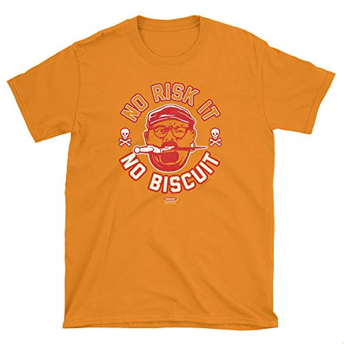Tampa Bay Football Fans. No Risk It, No Biscuit Creamsicle Orange T-Shirt -Sm-5X- -Short Sleeve, 2XL-