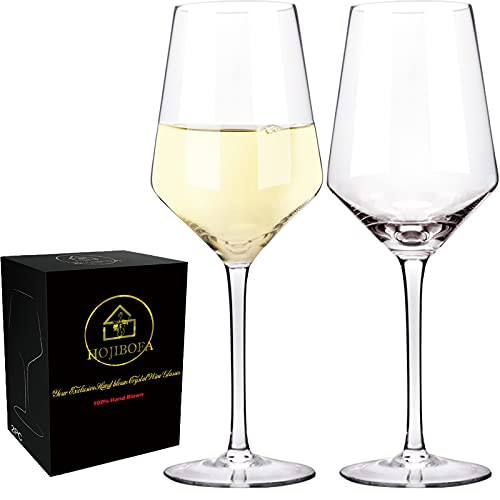 HOJIBOFA Hand Blown Burgundy Red Wine Glasses -Set of 2-,Lead-Free Premium Crystal Clear Glass,Ultra-thin Large Glass Goblets For Best Wine Tasting,Great Gift Packaging -WHITE WINE GLASSES, 15OZ- HOJIBOFA Hand Blown Burgundy Red Wine Glasses -Set of 2-,Lead-Free Premium Crystal Clear Glass,Ultra-thin Large Glass Goblets For Best Wine Tasting,Great Gift Packaging -WHITE WINE GLASSES, 15OZ-