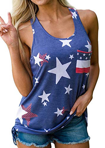 Chulianyouhuo Women's American Flag Patriotic Tank Tops Summer Sleeveless Casual Funny 4th of July Shirt Tee Blue