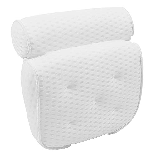 Bath Pillow, Bathtub Spa Pillow with 4D Air Mesh and 7 Non-slip Suction Cups, Bathtub Cushion for Neck, Head, Back, Shoulder, Soft and Comfortable Pillow fits All Bathtub, Hot Tub and Home Spa -White- Bath Pillow, Bathtub Spa Pillow with 4D Air Mesh and 7 Non-slip Suction Cups, Bathtub Cushion for Neck, Head, Back, Shoulder, Soft and Comfortable Pillow fits All Bathtub, Hot Tub and Home Spa -White-