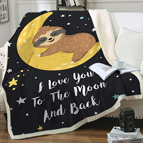 Zevrez Sloth Blanket Cute Kids Throw Blanket Soft I Love You to The Moon and Back Blankets Sloth Gifts for Girls Boys Adults Sloths Lovers Bed Couch-Sloth 2, 48"x60"- Zevrez Sloth Blanket Cute Kids Throw Blanket Soft I Love You to The Moon and Back Blankets Sloth Gifts for Girls Boys Adults Sloths Lovers Bed Couch-Sloth 2, 48"x60"-