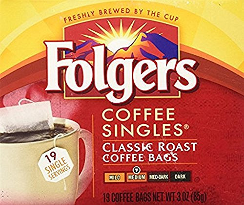 Folgers Classic Medium Roast Coffee Singles Serve Bags, 19 Count -Pack of 3- Folgers Classic Medium Roast Coffee Singles Serve Bags, 19 Count -Pack of 3-