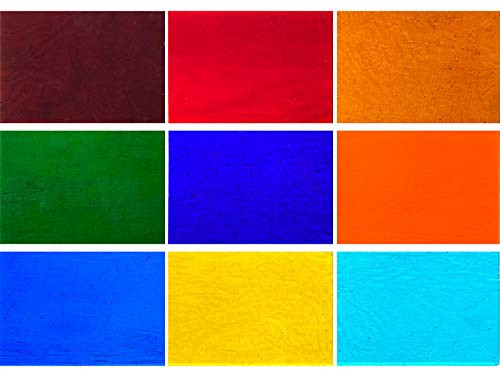 PALJOLLY 9 Pack Transparent Stained Glass Sheets, 4 x 6 inch Cathedral Glass Colored Glass Assorted Colors for Stained Glass Projects and Mosaics