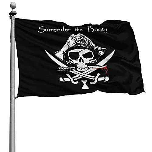 AIFRIS 4x6 ft Pirate Surrender The Booty Flag Heavyweight Nylon 46 Outdoor Outside Hanging Weatherproof Standard