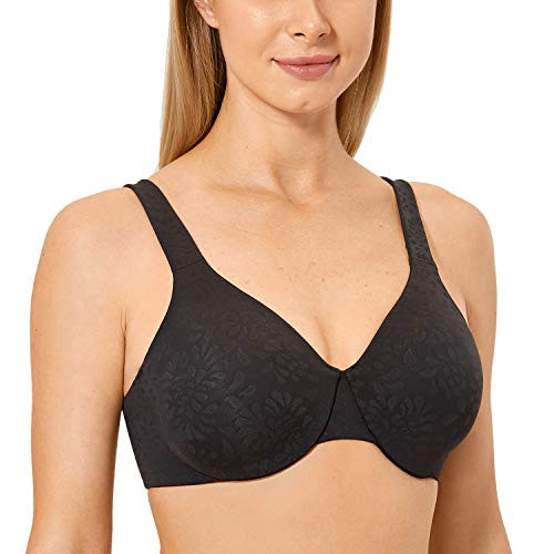 DELIMIRA Women's Full Coverage Minimizer Unlined Underwire Plus Size Seamless Bra Black 38G
