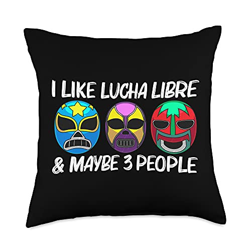 Cool Lucha Libre Gift Luchador Wrestle Clothes Funny Lucha Libre Art For Men Women Wrestling Wrestler Match Throw Pillow, 18x18, Multicolor